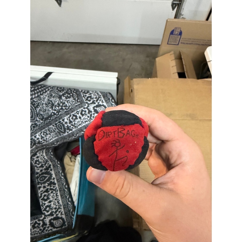 Dirtbag Hacky Sack Footbag Red Black 8 Panel Sand Filled Suede Kickball